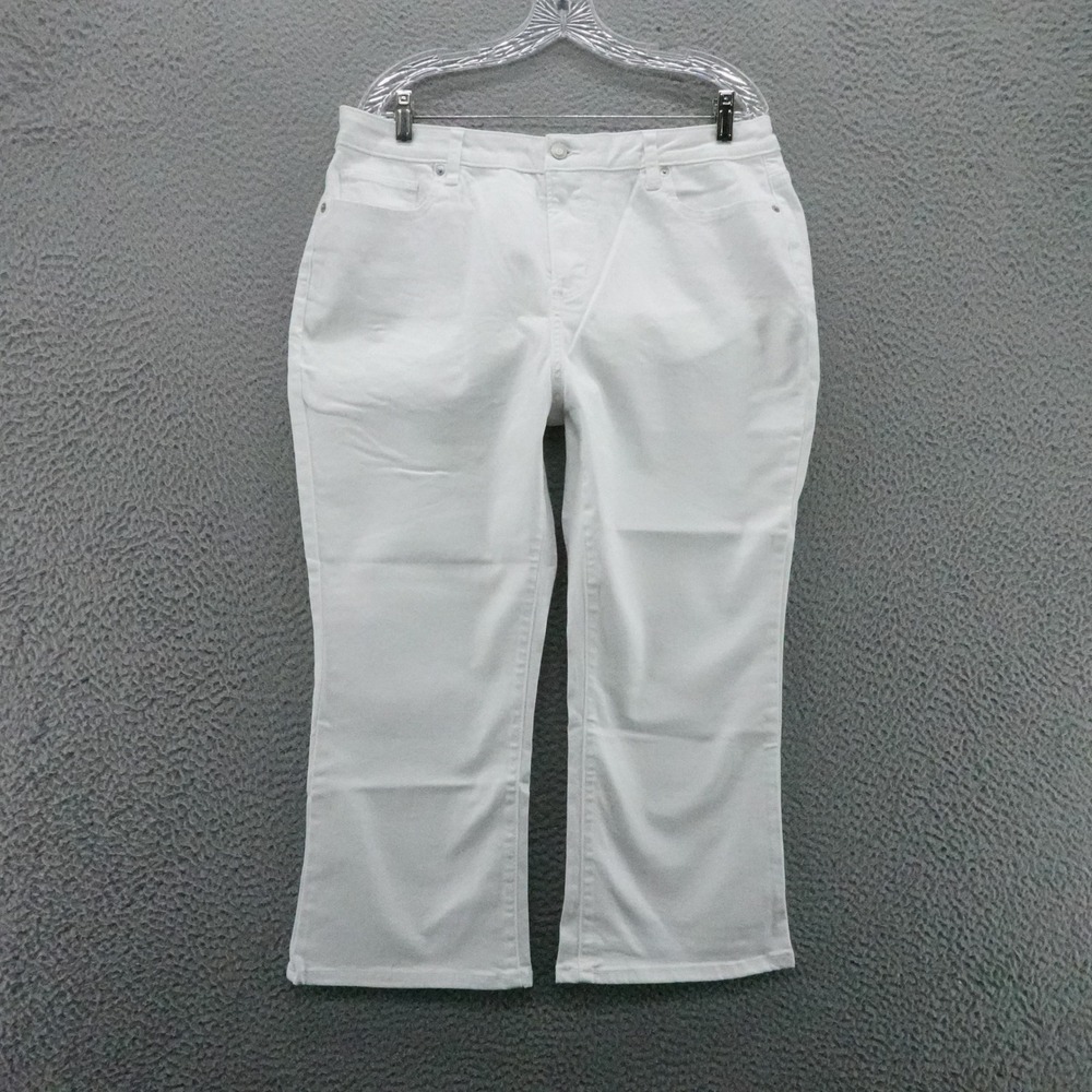 Members Mark Womens White High Rise Crop Flare Jean Size 14 NEWT